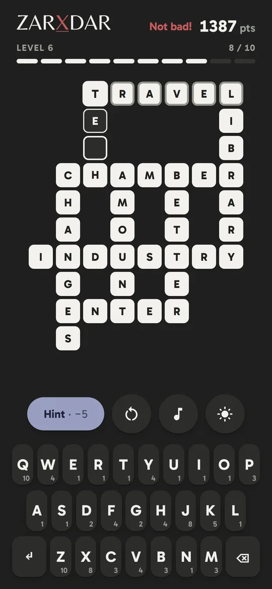 Zarbdar in dark mode